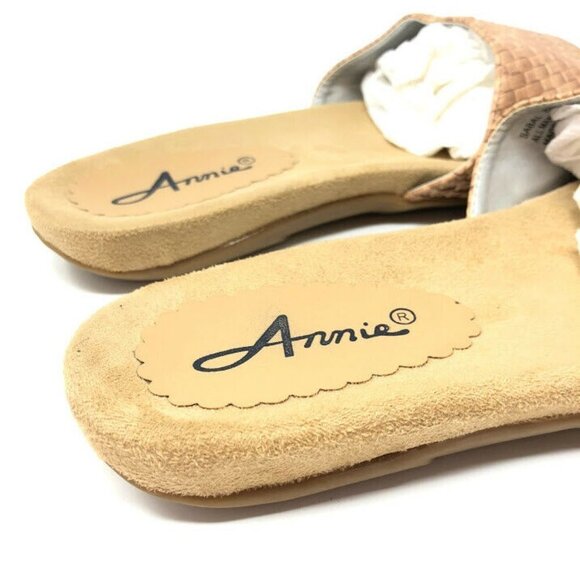 Annie Sabal Size 8 Tan Woven Slides Slip On Sandal - Picture 4 of 6